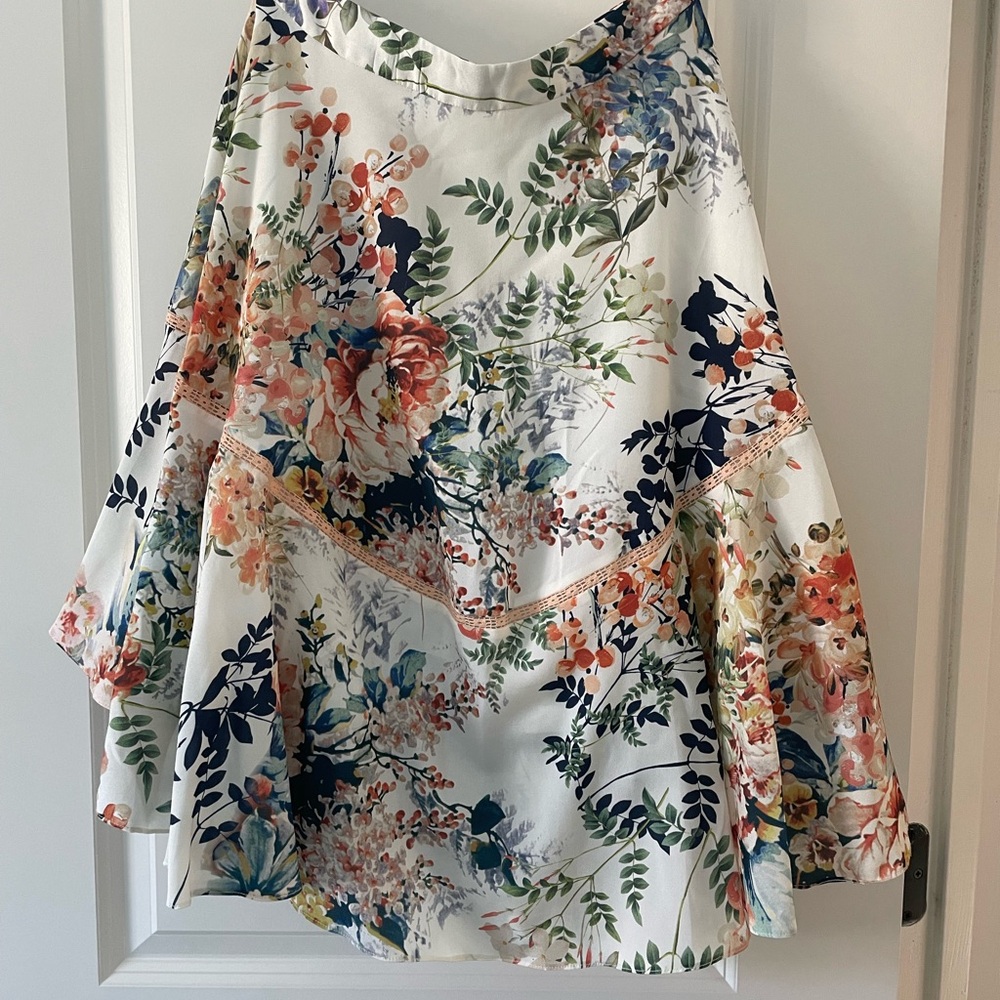 NWT Anthropologie size 6 Ranna Gil Floral High Low Midi Skirt w/ back zipper
